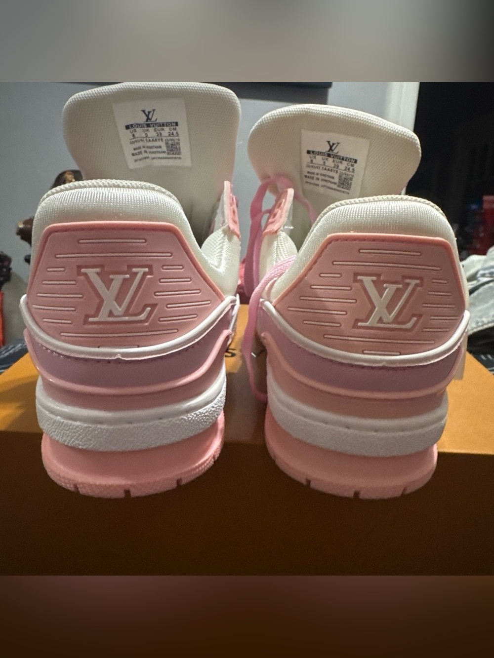 PINKIE LV Women's Pink and White Low-Top Sneakers